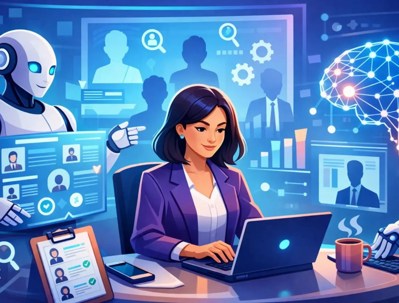 Human recruiter using AI to review job candidates